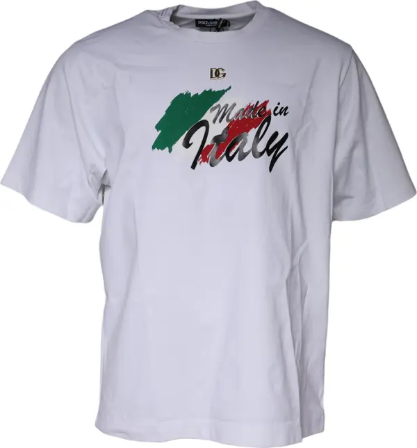 White Graphic Print Cotton Crew Neck T-shirt