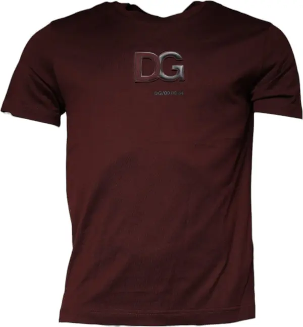 Maroon DG Logo Cotton Crew Neck T-shirt