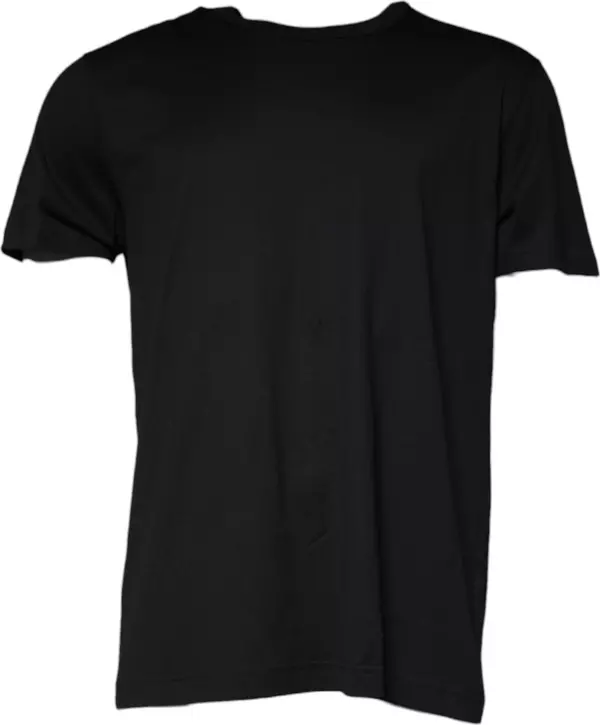 Black Cotton Shorts Sleeves Crewneck T-shirt