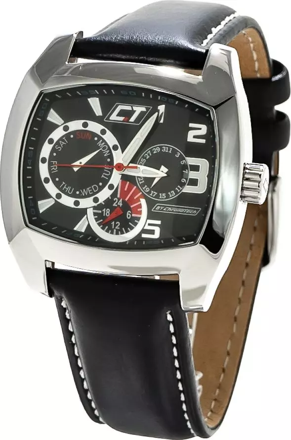 Black Leather Dress Watch