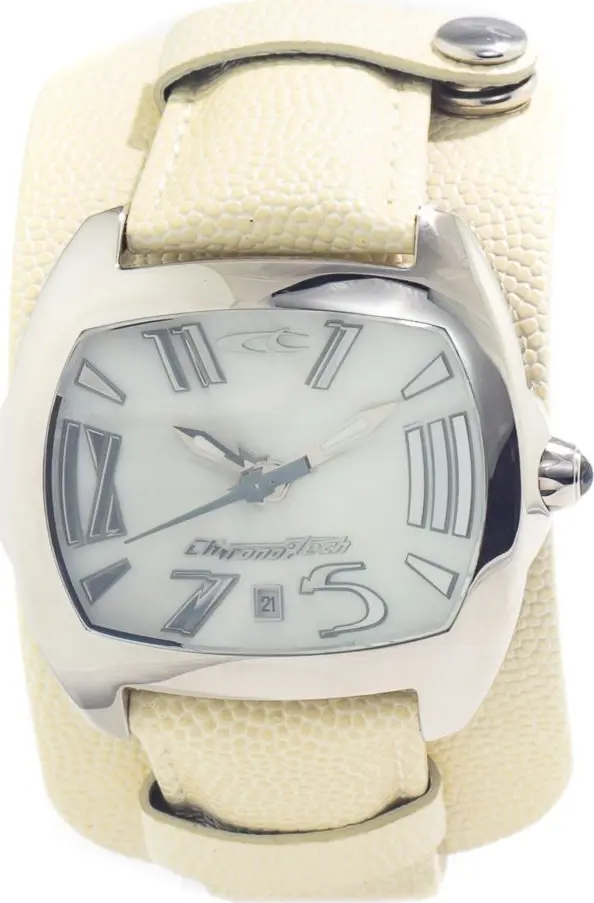 Beige Leather Dress Watch