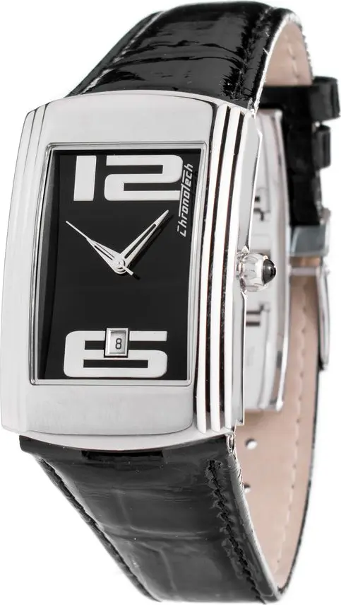 Black Leather Dress Watch