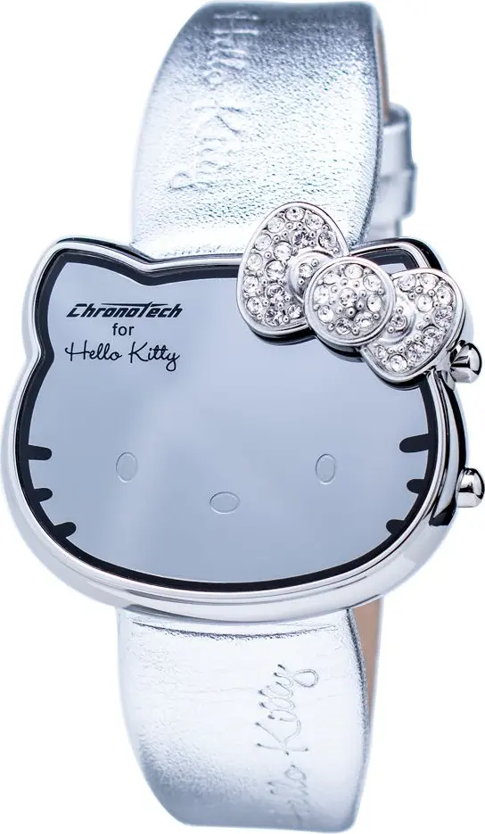 Silver Leather Digital Watch