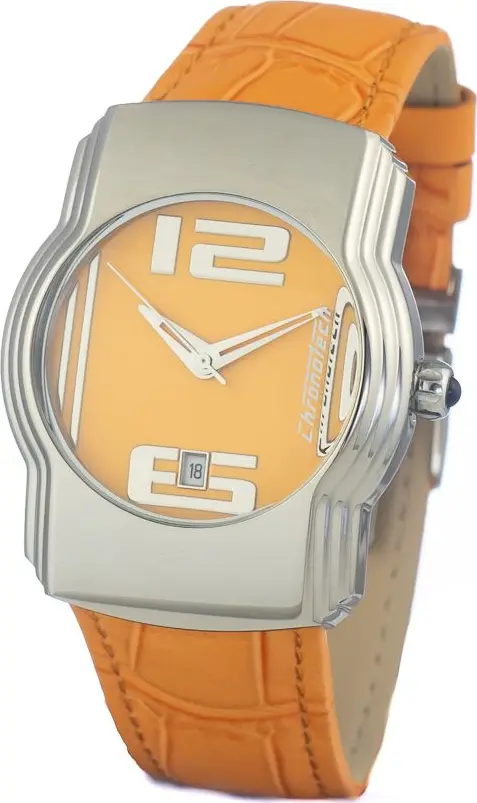 Orange Leather Dress Watch