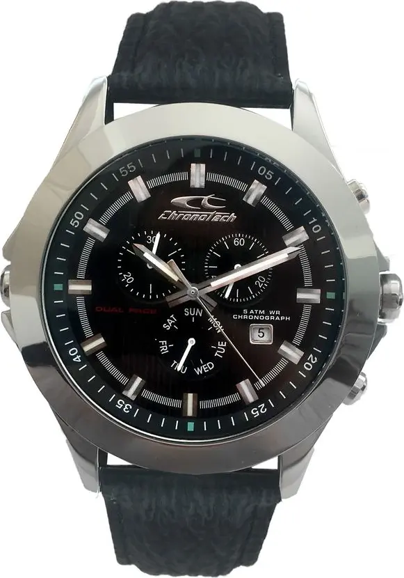 Black Leather Dress Watch