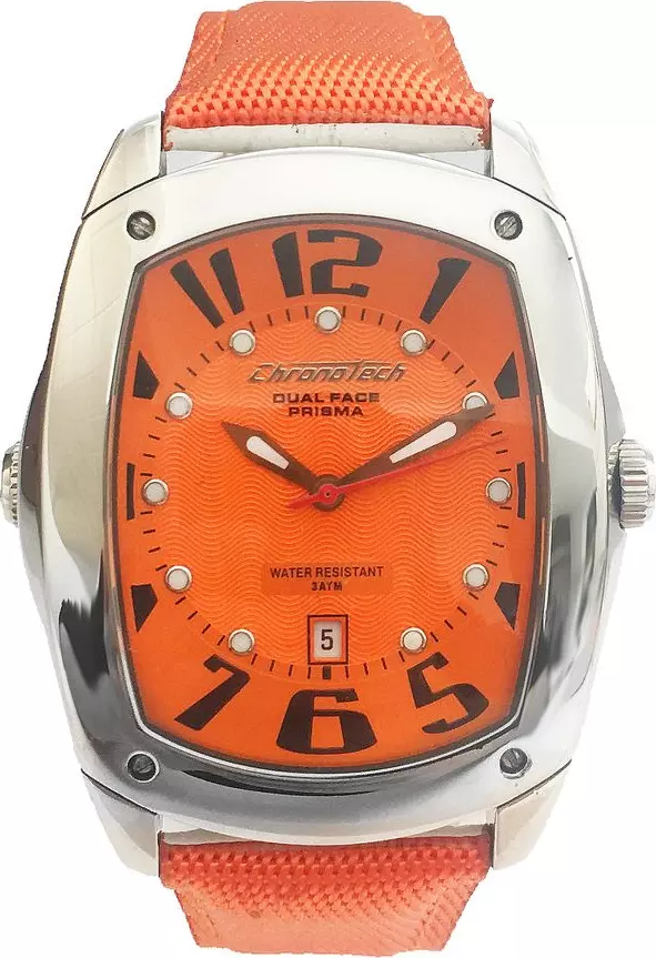 Orange Leather Dress Watch
