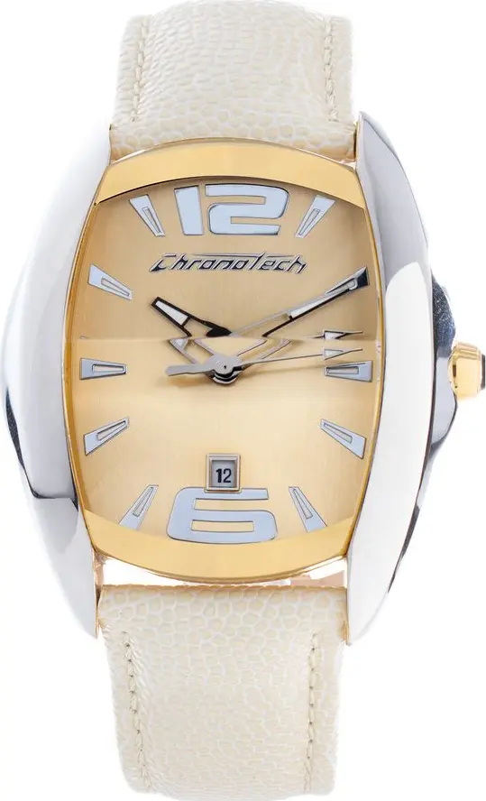 Beige Leather Dress Watch
