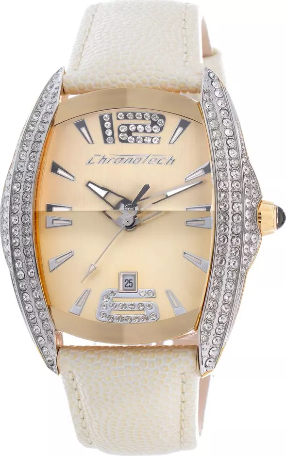 Beige Leather Dress Watch