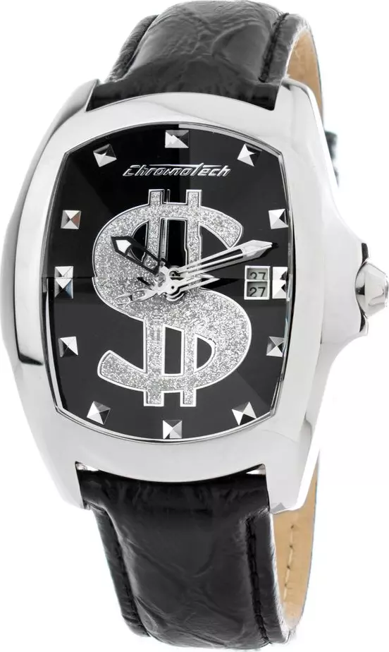 Black Leather Dress Watch