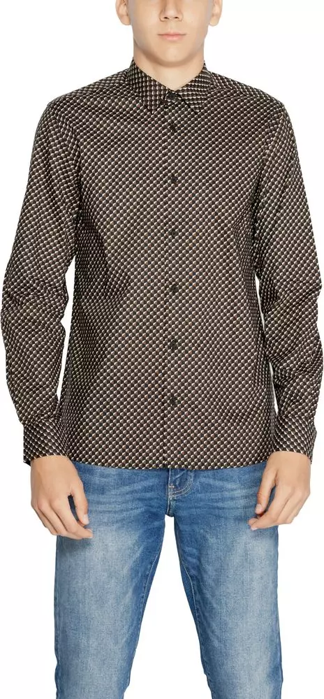 Brown Cotton Pattern Shirt