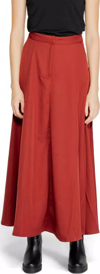 Red Polyester Long Skirt