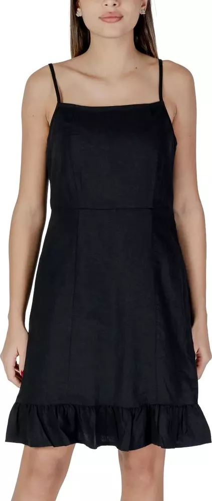 Black Linen Midi Dress