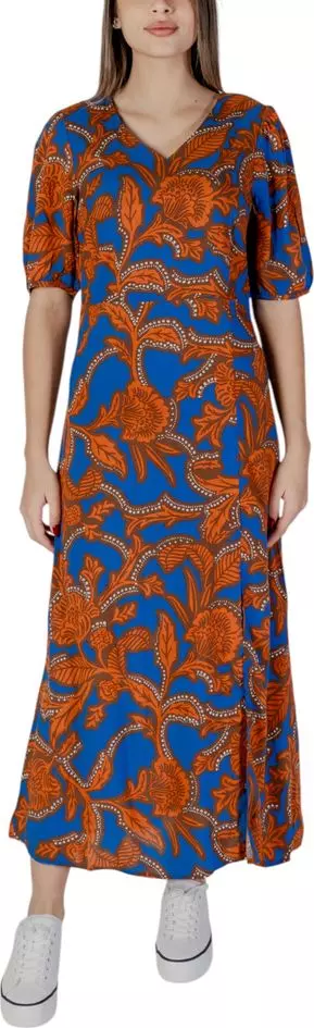 Blue Viscose Long Dress
