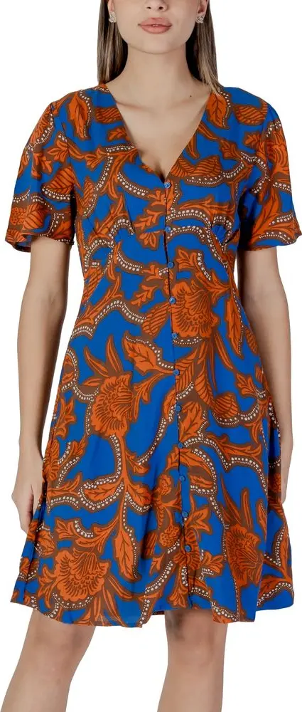 Blue Viscose Midi Dress