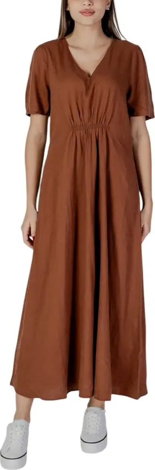 Brown Linen Long Dress