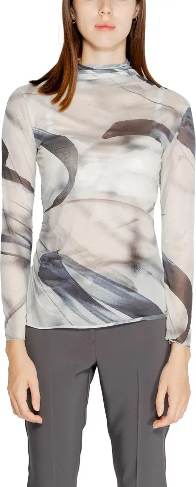 Gray Polyester Long Sleeve T-Shirt