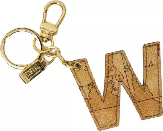 Beige Leather Keychain
