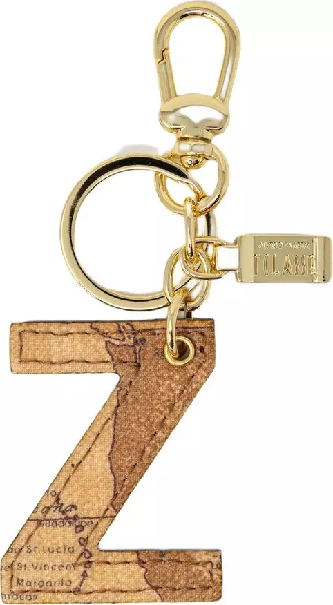 Beige Leather Keychain