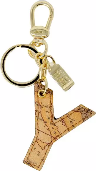 Beige Artificial Leather Keychain