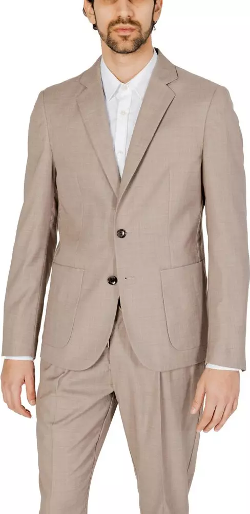 Beige Polyester Blazer