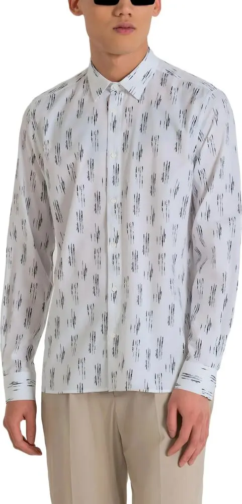 White Viscose Pattern Shirt