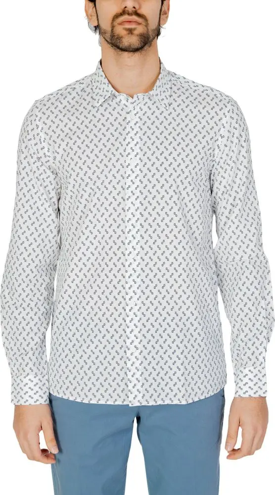 White Viscose Pattern Shirt
