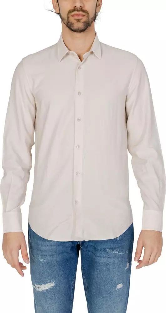 Beige Viscose Dress Shirt