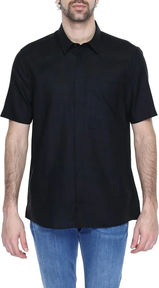 Black Linen Shortsleeve Shirt
