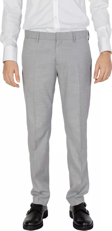 Gray Polyester Dress Pants