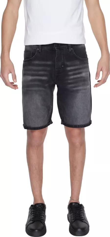 Black Cotton Bermuda Shorts