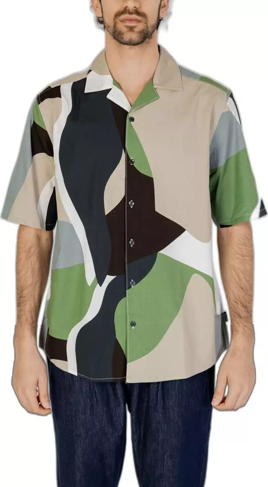 Bicolor Cotton Shortsleeve Shirt