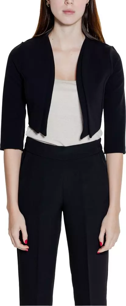 Black Polyester Sleeveless Jacket