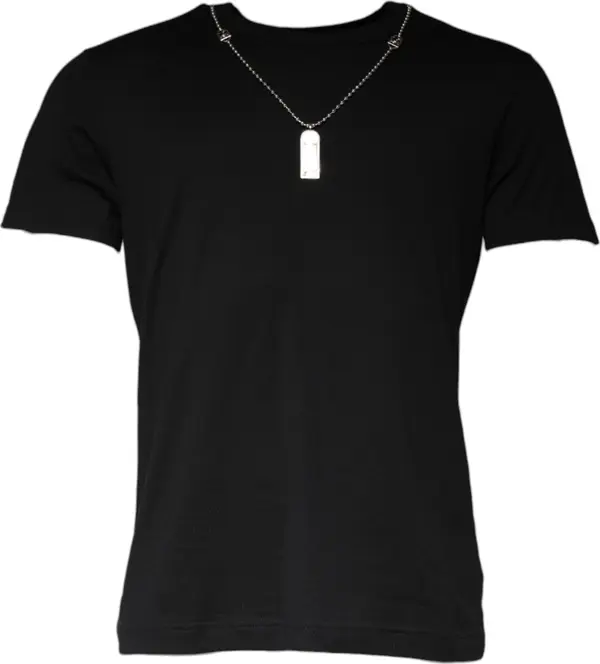 Black Cotton Necklace Embellished T-shirt