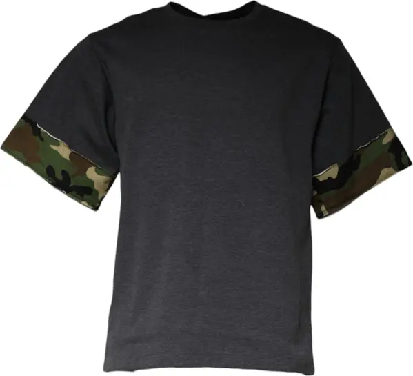 Dark Gray Camouflage Crew Neck T-shirt