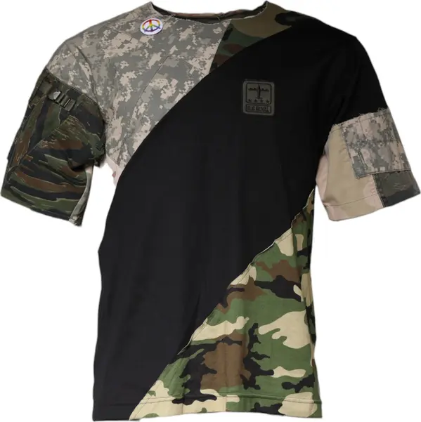 Multicolor Camouflage Cotton Round Neck T-shirt