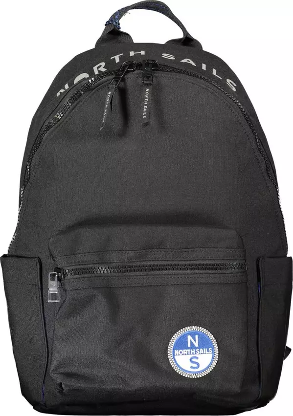 Black Polyester Men Backpack