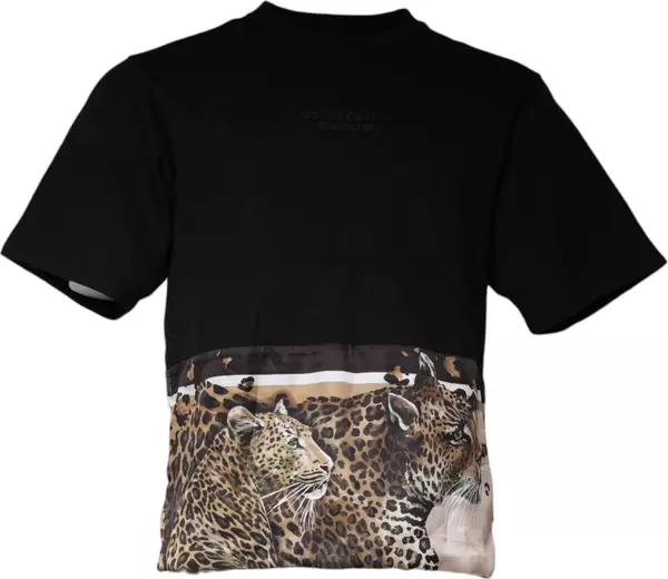 Black Leopard Cotton Short Sleeves T-shirt