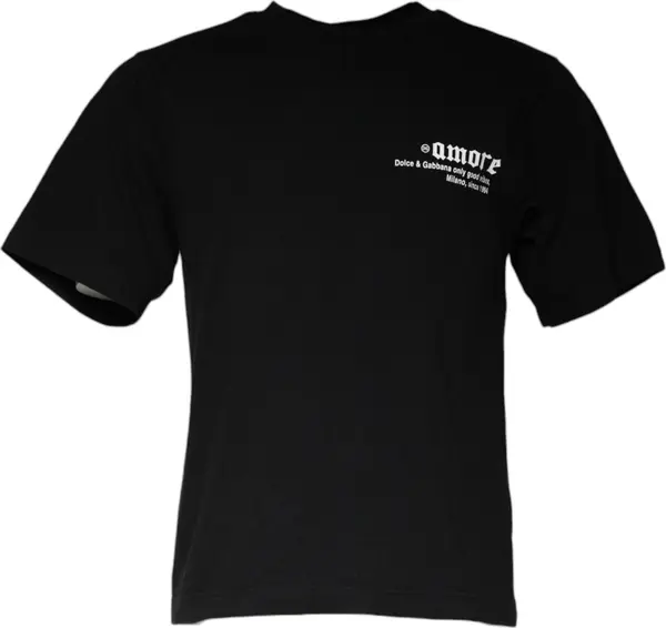 Black Amore Print Cotton Crew Neck T-shirt