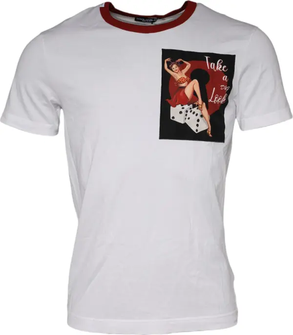 White Graphic Print Cotton Crew Neck T-shirt
