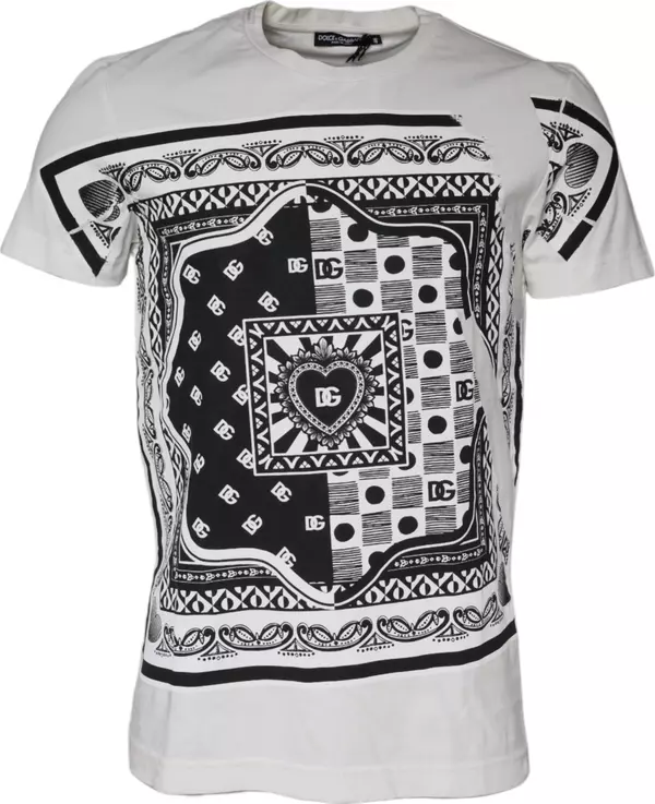 White Bandana Print Cotton Short Sleeves T-shirt