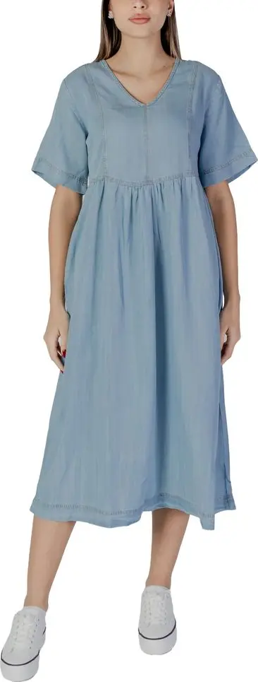 Light Blue Cotton Long Dress