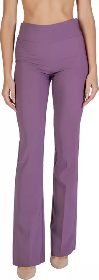 Purple Polyester Flared Pants
