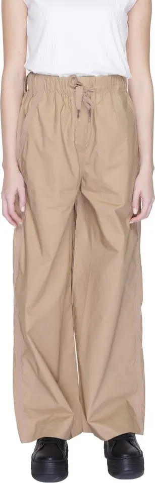 Beige Cotton Casual Pants