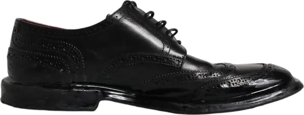Black Leather Derby Wingtip Formal Shoes