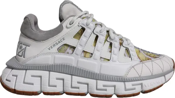 White Trigreca Barocco Print Low Top Sneakers Shoes