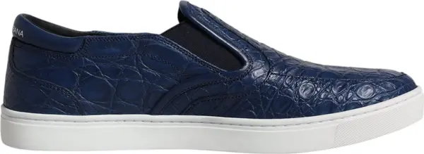 Blue Croc Exotic Leather Men Sneakers Shoes