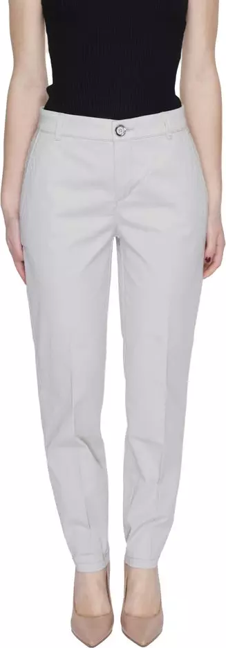 Beige Cotton Casual Pants
