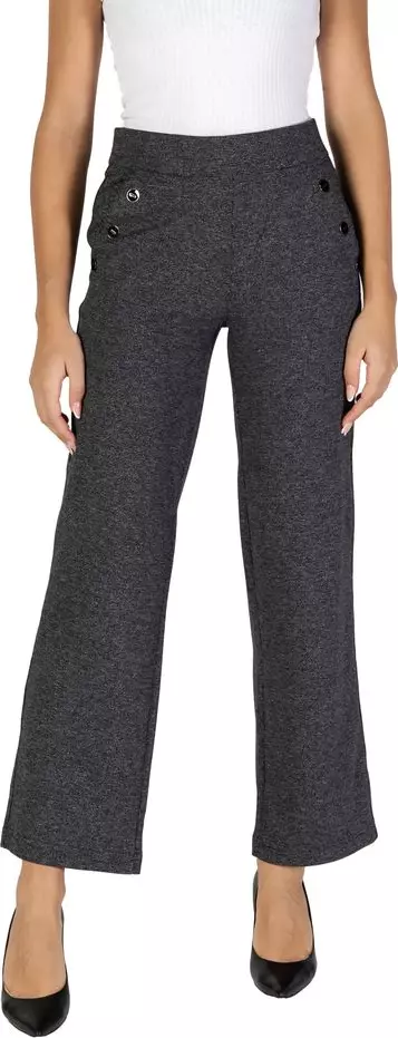 Black Polyester Casual Pants
