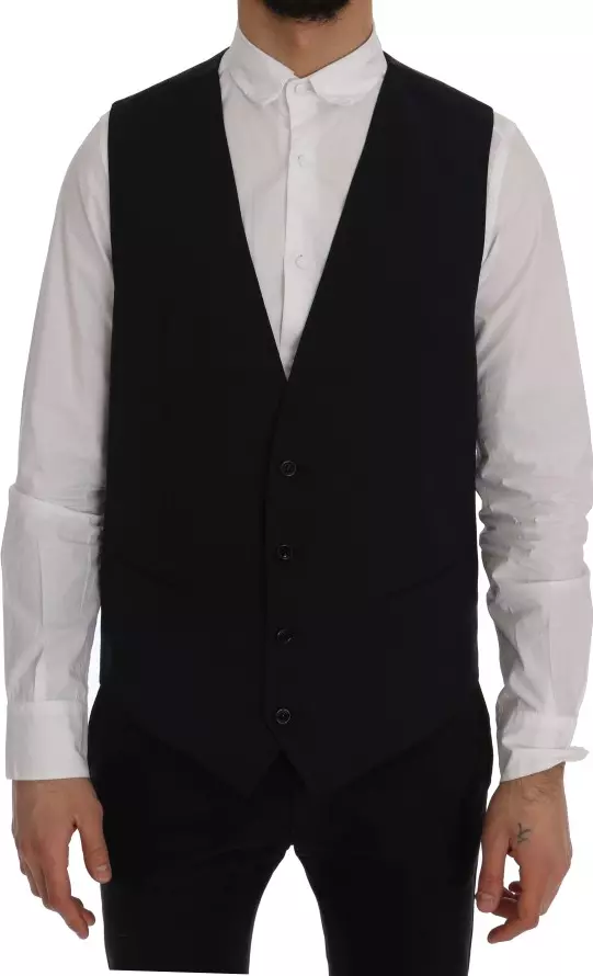 Black STAFF Wool Striped Vest