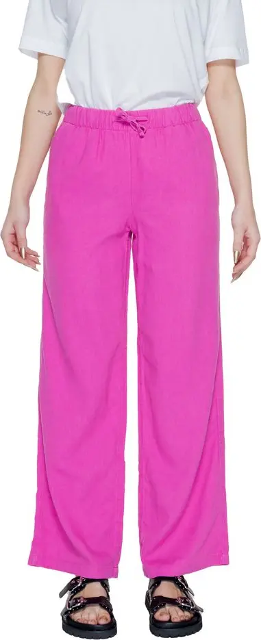Pink Linen Casual Pants